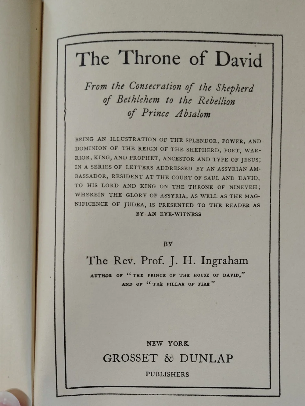 The Throne of David And The Prince Of The House Of David  Ingraham Antique Books